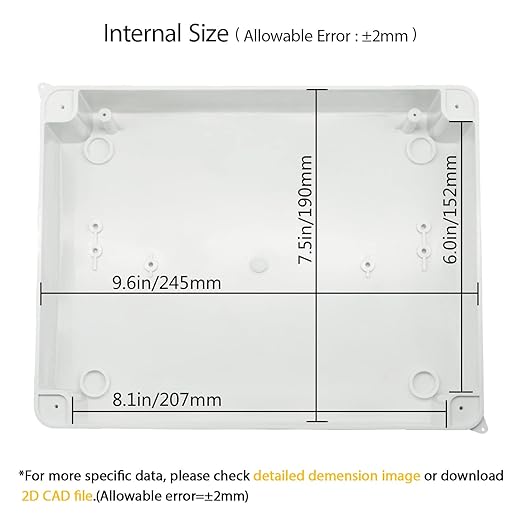 LeMotech Junction Box, Electrical Box IP65 Water Resistant Dustproof ABS Plastic Project Enclosure for Electronics White 10 x 7.9 x 3.1 inch