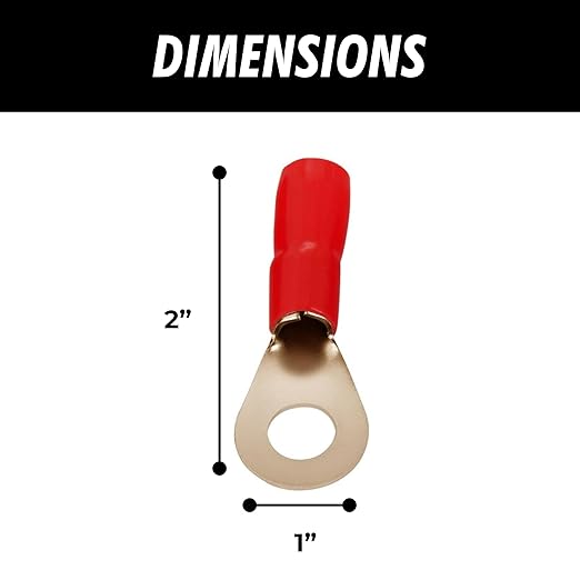 InstallGear 10 Gauge AWG Tinned Pure Copper Lugs Ring Terminals Connectors (10 Pack - 5 Positive/5 Negative) | Electrical Connectors, Heat Shrink Wire Connectors for 10 Gauge Wire