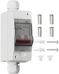 32 Amp Solar Disconnect Switch DC500V Circuit Breaker, AC 120V/240V Disconnect Box Outdoor IP65 Waterproof