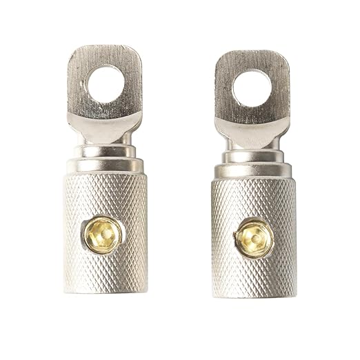0 Gauge Wire Terminal Connectors 5/16 Ring Wiring Connector Car Audio Amplifier Power Ground 0AWG Cable Terminals 2PCS with Adhesive Heat Shrink Tubing