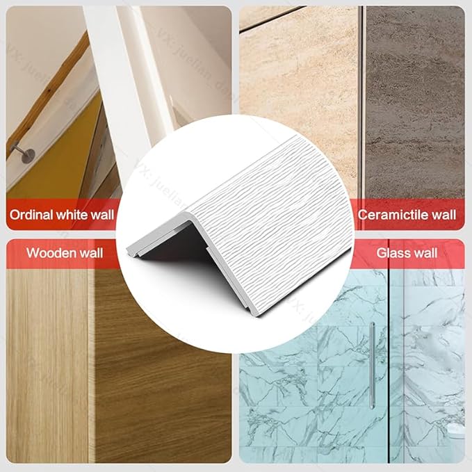 ‎Frychee Wall Corner Protector, Walls Edge Protector，Self-Adhesive Wall Corner Guards,PVC Double Side Edge Protector， Furniture Stairs Guard (White Wood Grain 2PCS 100cm/39.37in)