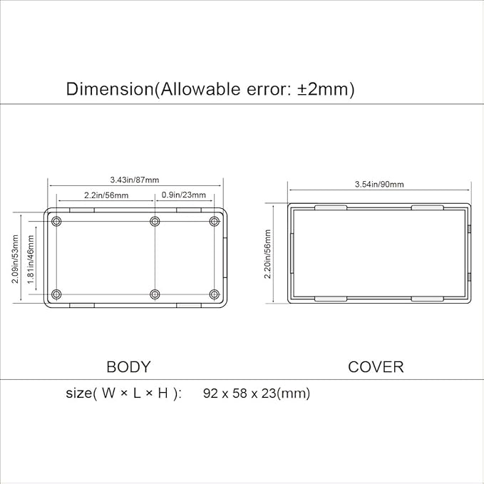 LeMotech Project Box, 5 Pieces ABS Electrical Box Small Junction Box for Electronics PCB Case,Electronic Hobby Box Black, Outside Size 3.6 x 2.3 x 0.9 inch (92 x 58 x 23 mm)