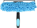 2-in-1 Window Squeegee and Microfiber Scrubber, Multi-Angle Window Cleaning Tool, Solar Panel Cleaning Brush Threaded Window Cleaner Brush for RV Windshields