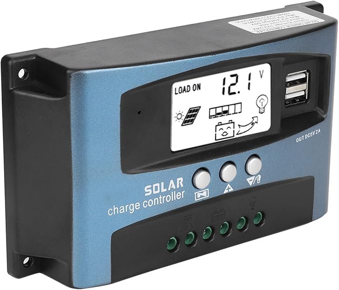FOSA MPPT Solar Controller, Dual USB, 12V, 40A, LCD Display, Solar Panel Regulator, Blue