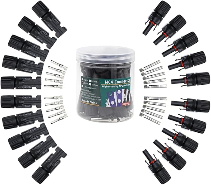 MC4 Connectors Solar Cable Connectors IP67 Waterproof Solar Panel Connector 10 Pairs (Male/Female) Solar Cable Connectors Providing Reliable PV Solar Power