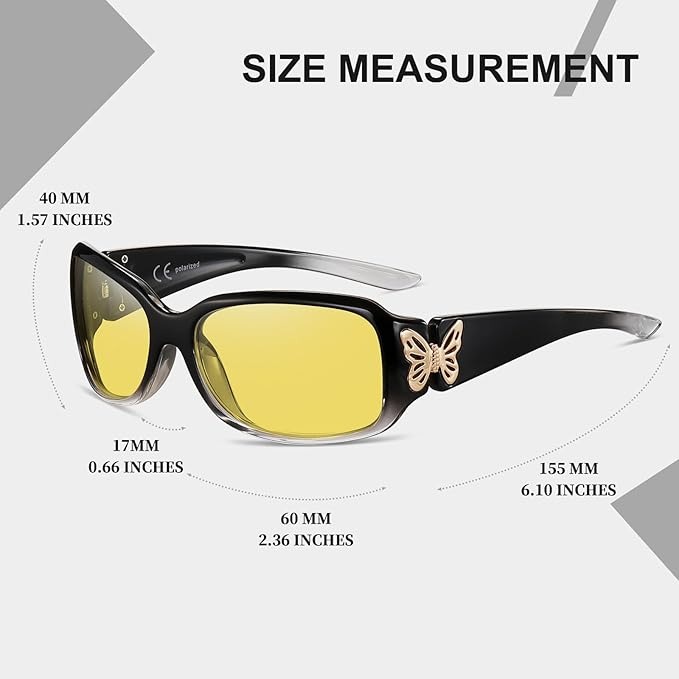 HAOLOTA Night Vision Driving Glasses Women Anti Glare Polarized, Wrap Around Nighttime Safety Glasses UV Protection