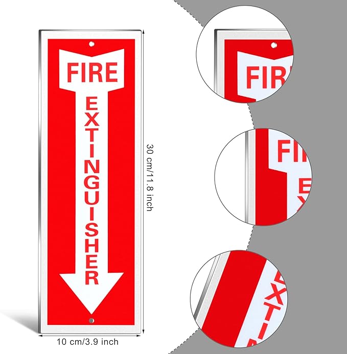 Tondiamo 8 Pack Fire Extinguisher Sign Rust Free Aluminum Reflective Signs 4 x12 Inch Laminated for Ultimate UV, Weather, Scratch, Water and Fade Resistance, Indoor and Outdoor(Reflective)