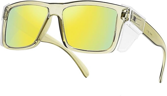 ANSI Z87 Safety Sunglasses UV400 Polarized Removable Side Shields Durable Protective Eyewear Construction