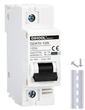 DIHOOL AC/DC Miniature Circuit Breaker, Single Pole 120 Amp, 12V 24V 48V 400V, Non Polarized, Solar Disconnect Switch, DIN Rail Mount, RV Battery Isolator, PV Array MCB, Thermal Magnetic Trip