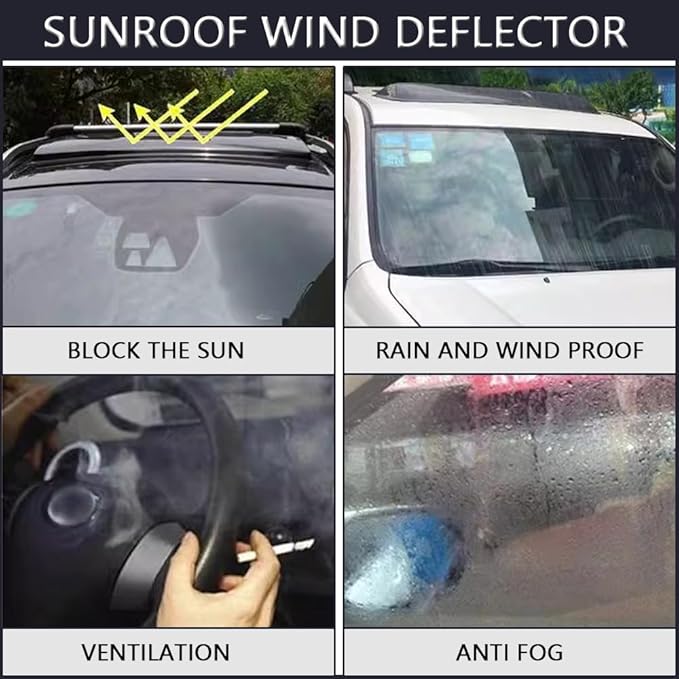 37.8" 980mm Sunroof Wind Deflector, Tape-on Sunroof Rain Guards, Universal Fit Tinted Moonroof Vent Visor Car Accessories