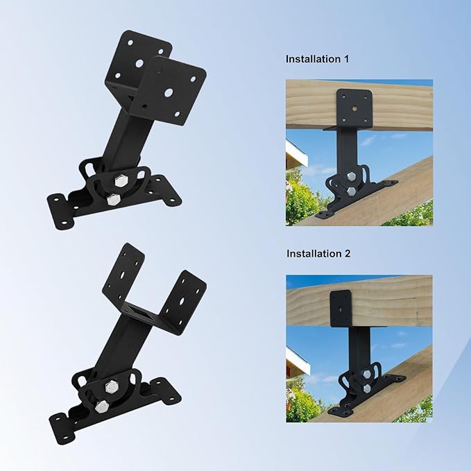 3Pcs Roof Riser Brackets Kit Pergola Roof Riser Beam Bracket, Heavy Duty Roof Mount Brackets 3-1/2" Saddle Black for Wood Post Gazebo Pergola