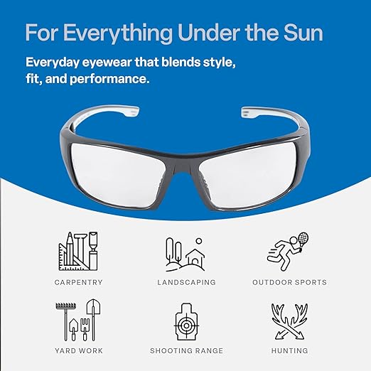Bullhead Safety Eyewear Dorado Glasses – Enhanced Anti-Fog, Lightweight, Impact/Scratch Resistant, UV Blocking Sunglasses for Hunting/Shooting, Outdoor Sports, Auto-Repair, Clear/Shiny Pearl Gray