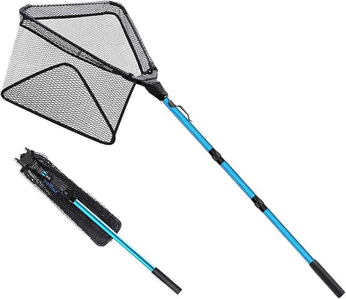 SAN LIKE Fishing Net Fish Landing Net Collapsible Fish Net with Anti-Slip Telescoping Rubber Pole Handle for Kids Adults in Saltwater Freshwater Multi-Size Extending to 37/42/43/51/69/71/89/98inch