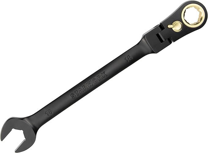 STARWORK TRUE MECHANIC™ 20 Pc. 120-Tooth Flex-Head Reversible Ratcheting Wrench Set, Combination Ratchet Wrench Set, Anti-Slip, Long Pattern, 6-Point, Professional, SAE/Metric
