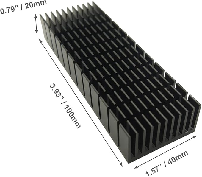 Easycargo 2pcs 40mm Heatsink Kit 100mmx40mmx20mm + 3M8810 Thermal Conductive Adhesive Tape, Cooling Aluminium Heat Sink