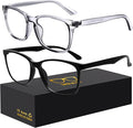 Blue-Light Blocking Glasses Computer Reading/Gaming/TV/Phones Glasses Fashion Anti Eyestrain Glasses for Women Men(H3-Black+Gray)