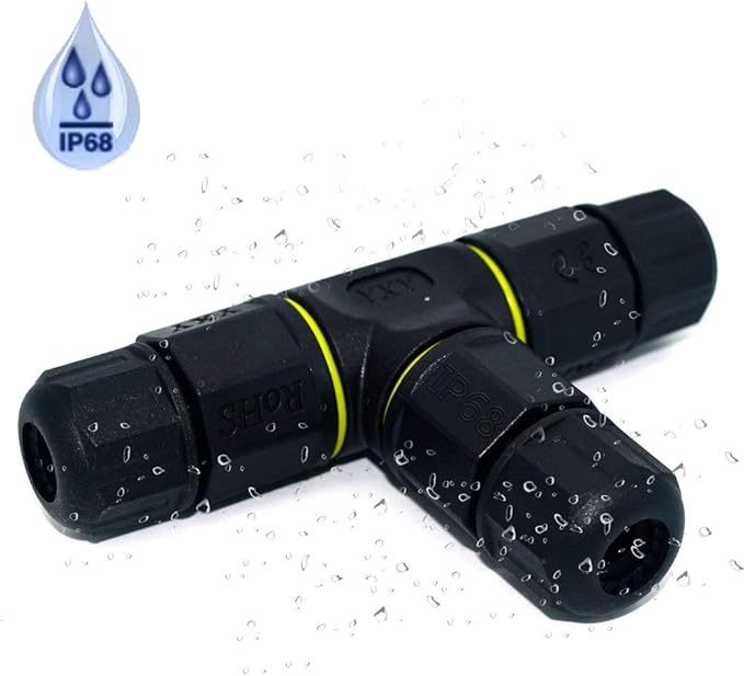 3 Way Junction Box IP68 Waterproof Electrical Junction Box 2 Pin/3 Pin/4 Pin Junction Box Outdoor Cable Connector for Underground/Outdoor Ø 4.5mm-10mm, Shielded Field Installable - 2Pin