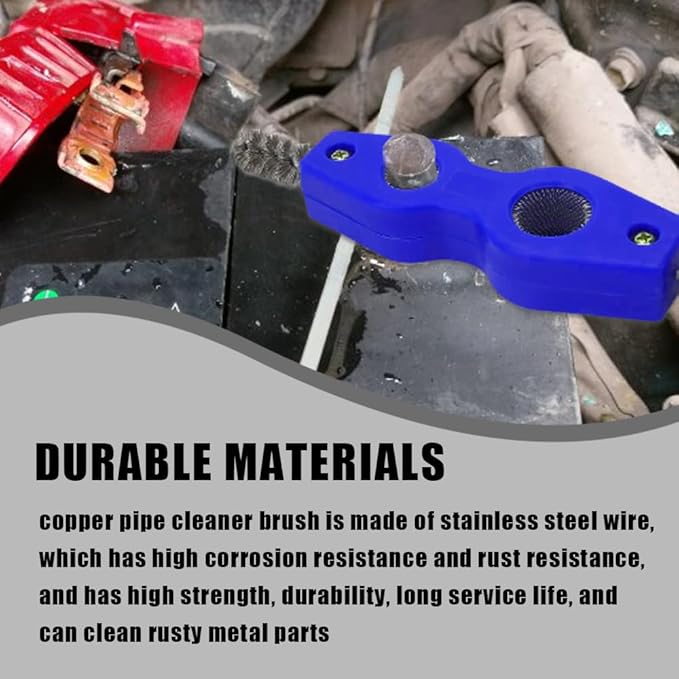2PCS Car Battery Terminal Cleaning Brush, 4 in 1 Anti-Rust Auto Battery Cleaner with Steel Wire, Universal Car Accessories Battery Cleaner Tool Perfect for Battery Terminals & Pipes