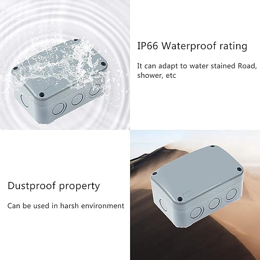 Nineleaf 10PK Outdoor Junction Box ABS Plastic Dustproof IP66 Waterproof Universal Electrical Boxes Project Enclosure Grey 4 7/8" 3 1/4" 2 1/4" inch (125x86x62mm) fit 20mm Cable Gland for Outdoor Use