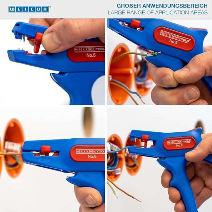 WEICON TOOLS Wire Stripper No. 5, automatic wire stripper 0.2-6 mm², wire stripper with side cutter up to 2 mm