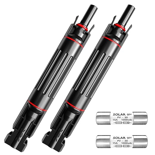 1000V 2PCS 15A Solar Fuse Holder Waterproof Solar Fuse Connector for Solar Panel and Solar Controller Waterproof Solar Fuse Connector Solar Fuse connectors