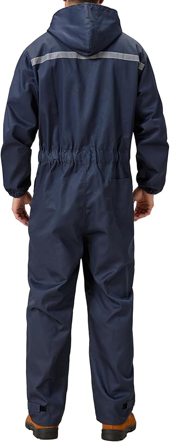 Mens Work Coveralls Mechanic Hooded Overall Workwear Jumpsuits Long Sleeve Hi Viz Coverall with Zippers