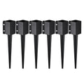 VEVOR Fence Post Anchor, 6 Pack 4 x 4 Inches Outer Diameter (Inner Diameter 3.5 x3.5 Inches) Ground Spike 24", Metal Black Powder Coated Post Stake Ground, for Mailbox Deck Garden Railing