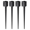 VEVOR Fence Post Anchor, 4-Pack Ground Spike, 36x4x4 OD (3.5x3.5 ID), Durable Metal, Black Powder Finish, Ideal for Mailbox, Deck, and Garden Railings