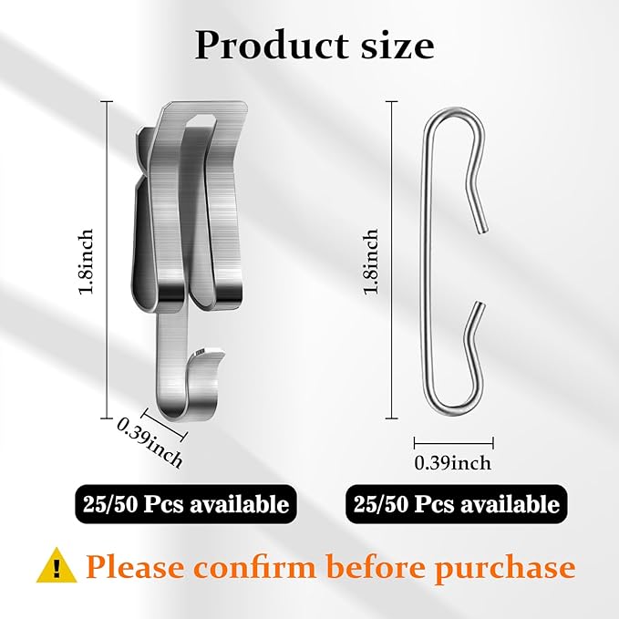 50PCS Heat Cable Roof Clips,Gutter Heater Cable Clips Roof De-Icing Heat Cable Clips and Spacers Kit Roof Clips Gutter Cable Fixing Hooks for Installing Heat Tape(25 Clips + 25 Spacers)