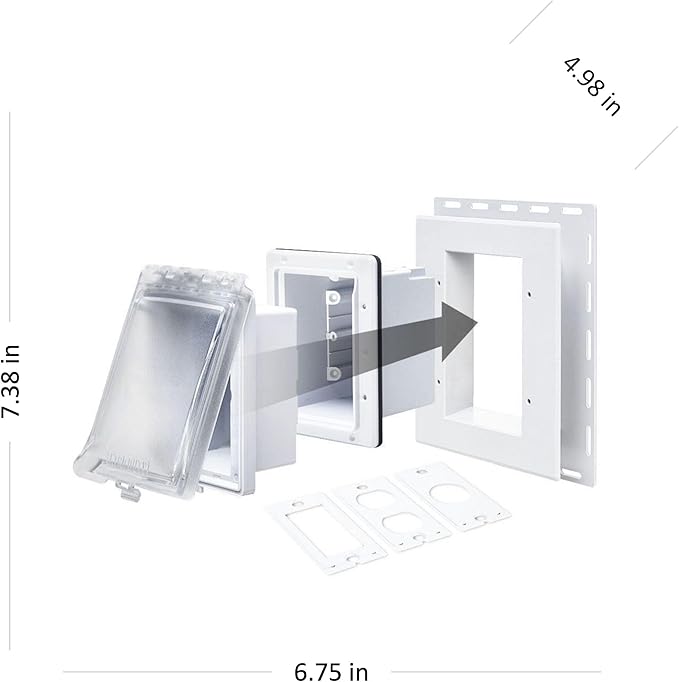 TayMac MR420CW 1-Gang Recessed Enclosure Extra Duty, 6-in-1 Nonmetallic Weatherproof in-Use Cover, Horizontal/Vertical, White | (Pack of 4)
