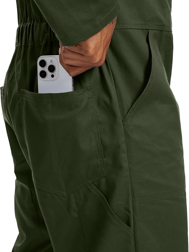 WORK IDEA Men's Coveralls Long Sleeve 100% Cotton Twill Workwear Jumpsuit Relaxed Fit