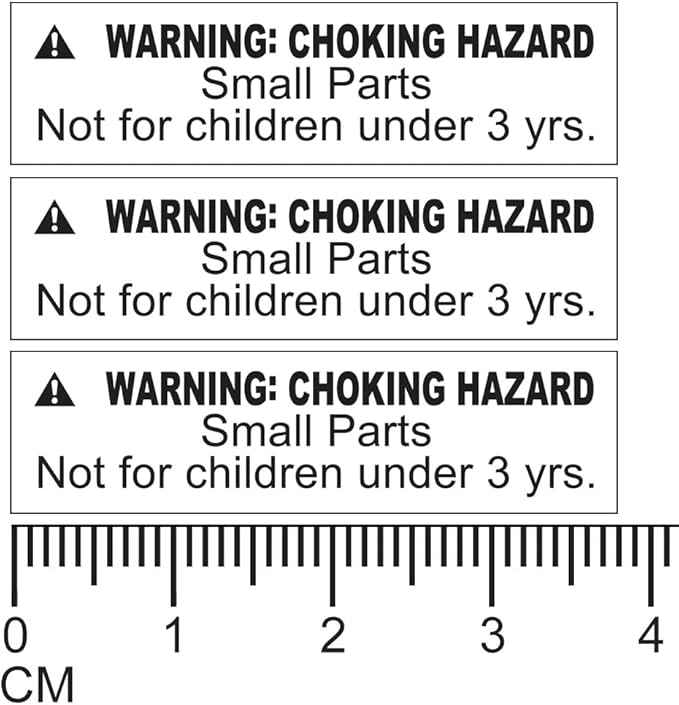 ASTM Compliant 1,000 Warning Labels Small Parts Choking Hazard Stickers Not for Children Under 3 Years 1 Roll of 1.5" x 0.4" Adhesive Labels (White Background/Black Text)