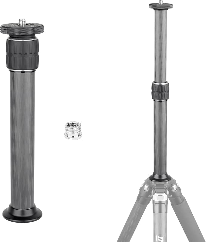 INNOREL ER282C Universal Carbon Fiber Tripod Center Column Extension Pole Extender - 29.0mm Tube, 10 Layers, 2-Section, 9.4-15.4 Inch, 44lbs Max Load, Compatible with DSLR Camera, Tripod, Monopod