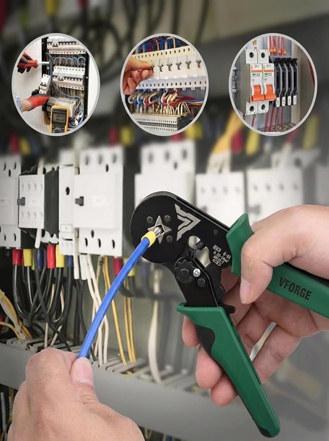 Ferrule Crimping Tool Kit - with 1200PCS Wire Connectors - AWG23-7 Self-adjustable Ratchet Wire Crimping Tool Kit Crimper Plier Set