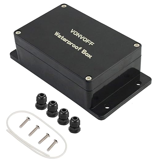 Electrical Box, Universal Junction Box,Dustproof Waterproof IP67 ABS Plastic Box,with Fixed Hole and 4pcs x M16 Cable Gland,7.8" x 4.7" x 2.9"/200 x 120 x 75mm,Black…