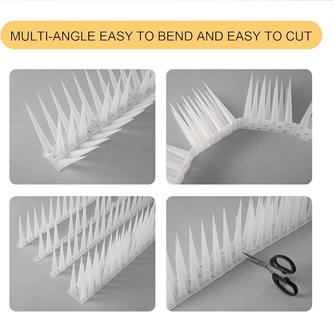 OFFO Bird Spikes Pigeon Outdoor Spikes for Cat Keep Birds Raccoon Woodpecker Away Covers 20 Feet(6.1m), Frosted White