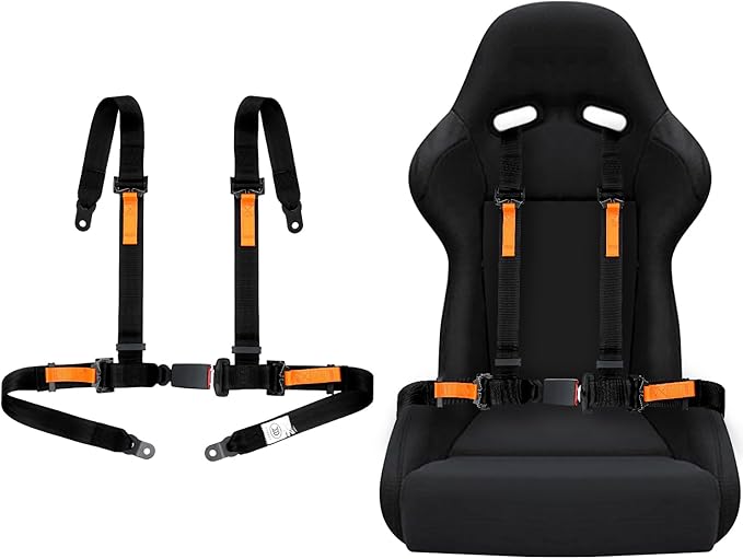 Yakitoko Universal 4 point Safety Harness Set 2 in Fits Go Kart,UTV,ATV,Racing Black