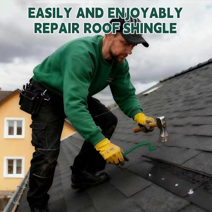 Shingle Removal Tool, Roof Snake Pry Bar, Nail Remover Heavy Duty, Professional Roofing Equipment for Safe Shingle Replacement, Spring Roof Repair and Installation.