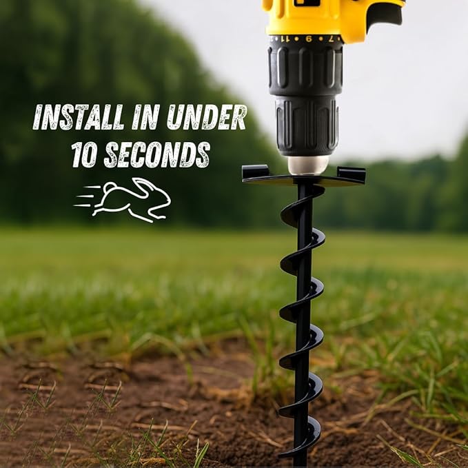 Mow Over Ground Anchor Stakes (Ground Anchors Low Profile, 4 Pack Heavy Duty, Ground Anchors Screw in, Swing Set Anchors, Trampoline Anchors High Wind, Tent Stakes, Car Ports, Canopies.)