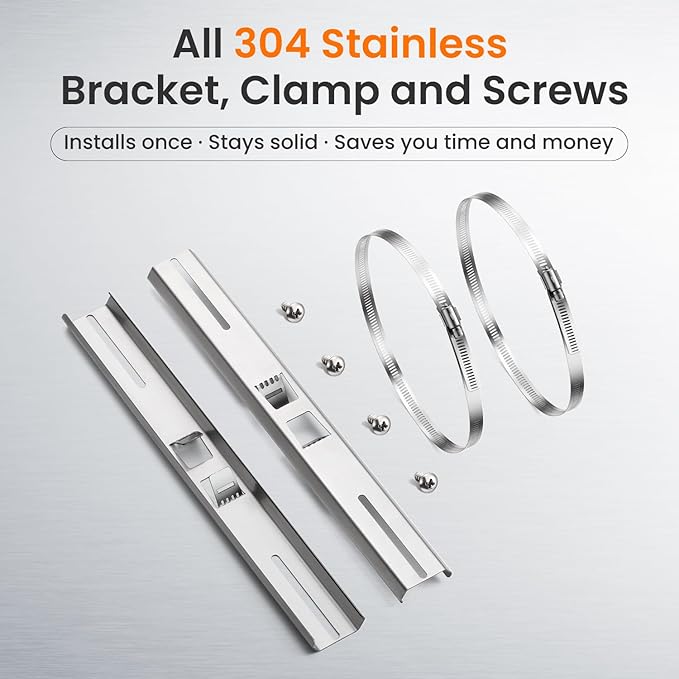 QILIPSU Pole Mounting Kits, 304 Stainless Steel 15.4" x 1.9" Brackets with Adjustable 2–8 Inch Clamps for Electrical Boxes, Devices, and Outdoor Applications