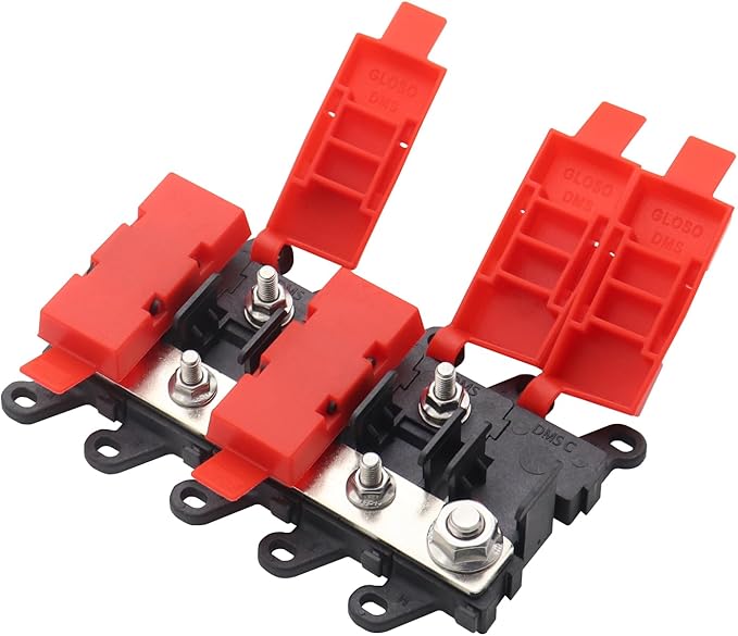 4way Midi Fuse Holder Automotive Marine Boat Car Audio Brass Fuse Blocks Midi Holder 1in 4 Out with 30A 60A 100A Midi Fuses Distribution Block