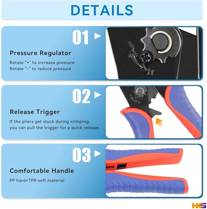 HKS Coax Ratchet Crimping Tool Set for Coaxial RG Cable RF Connector with 5 Changeable Dies