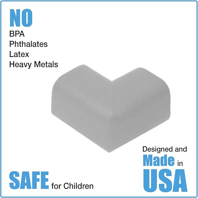 KidKusion Child Safety Corner Cushion | Soft Gray | 4 Pack | Made in USA, Child Safety, Child Proofing Corner Guard, Home Furniture Safety Bumper, Baby Proof Table Protector