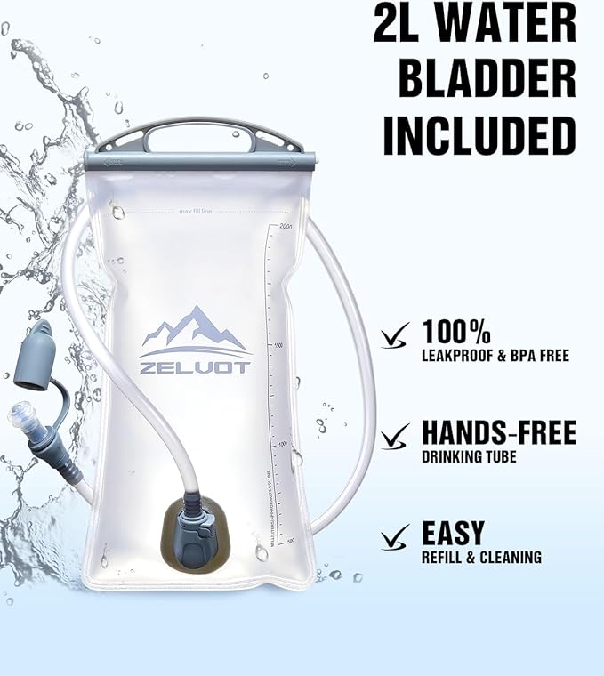 Running Vest with 2L Water Bladder, Hydration Backpack, USA Original Patent, Lightweight Hydration Pack with Gear Holder, Reflective Chest Pack for Men Women for Marathon