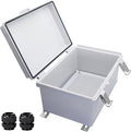 Waterproof Outdoor Electrical Box Junction Box Weatherproof IP67 ABS Plastic Enclosure Switch Router Project Box with Mounting Plate with Wall Bracket 2 Cable Glands Grey 11.1" x 7.48" x 5.5"
