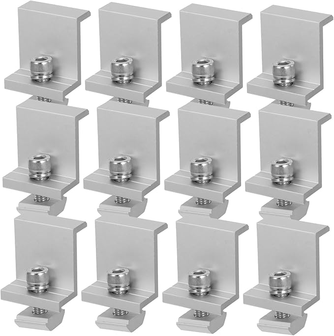 12pcs Solar Panel Holder Clamp Metal Fixed Bracket Clips for Solar Panels Design Outdoor for Home Use