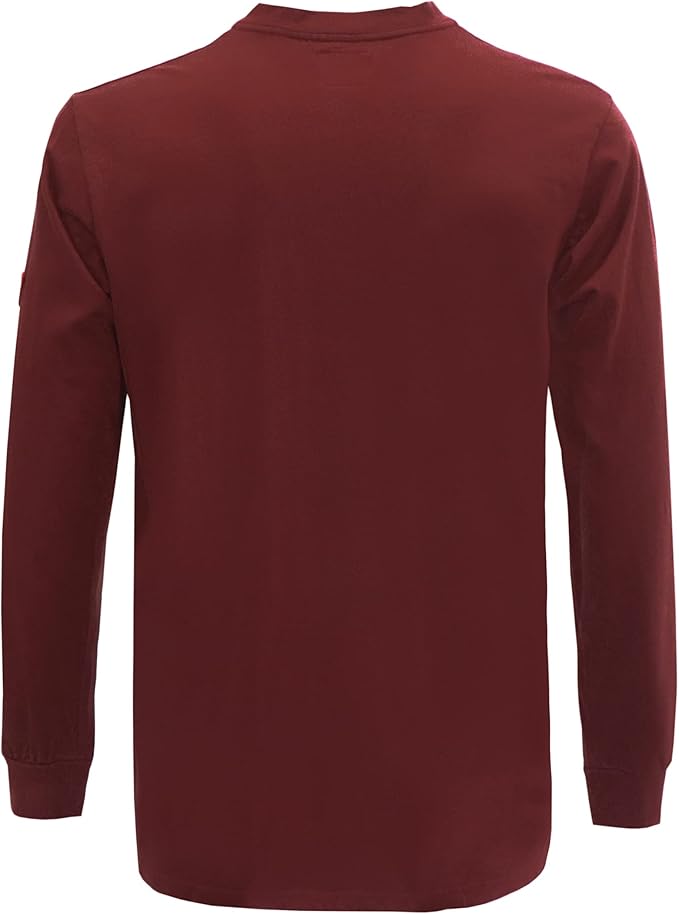TICOMELA FR T Shirt Flame Resistant Shirt 5.5oz 100% Cotton Light Weight Workwear Men's Long Sleeve Henley Shirts