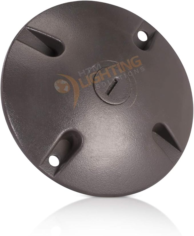 HTM LIGHTING SOLUTIONS 4 in. Round Weatherproof Electrical Junction Box Cover with 1/2 in. NPT Thread Outlet for Indoor/Outdoor Use – Landscape Accessories – Bronze