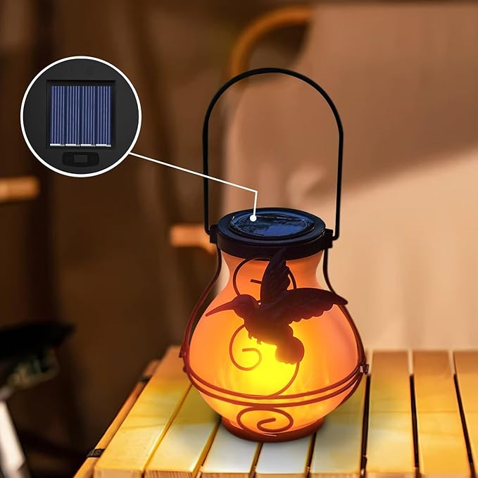 2 Pack Replacement Solar Light Tops with Flickering Flame,Waterproof Outdoor Solar Light Parts for Lantern (Top Size 3.35 inch, Bottom Size 2.87 inch),Hot Air Balloon Lanterns Replacement Kit