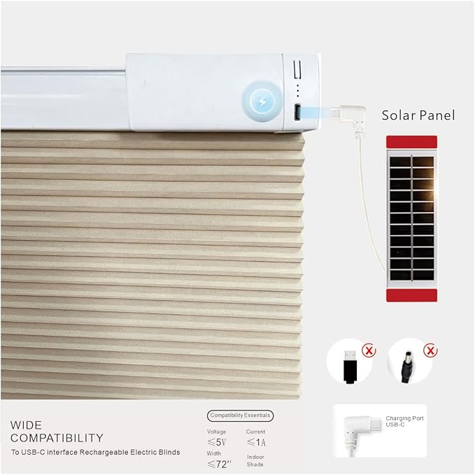 1pcs Solar Panel 1.3W5.5V, Suitable for Electric Blinds Smart Blinds, USB-C Plug Mobile Solar Power Generation, Installed on Window Solar Power Panel